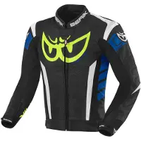Berik Zakura Zwart Wit Blauw Geel Leren Motorjas Maat 48