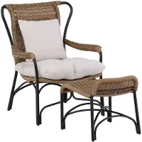 Venture Home Loreto leunstoel tuin met tuinkussen met hocker zwart.