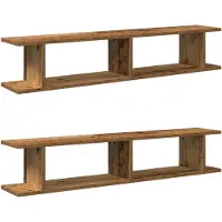 vidaXL Wandschappen 2 st 105x18x20 cm bewerkt hout oud houtkleurig