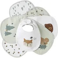 Vertbaudet Set van 7 babyslabbetjes blauwgroen