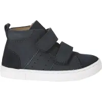 Vertbaudet Leren hoge sneakers met klittenband voor baby's marineblauw