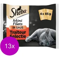 Sheba 13x Mini Filets Adult Kattenvoer Natvoer Traiteur Selectie Kuipjes 340 gr
