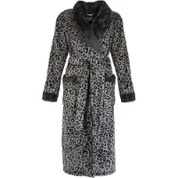 Irresistible Irrestible Dames Badjas - Fleece - Tijgerprint - Grijs - Maat XL