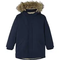 Vertbaudet Jongensparka met capuchon en gerecyclede polyester voering marineblauw