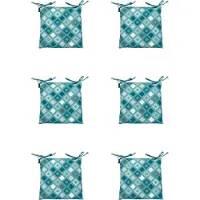 Madison - Zitkussen - Universeel - 6 stuks - 46 x 46 cm - Grids Sea Blue - Tuin