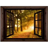 PosterMonkey Poster 40x30 cm - Bos - Bomen - Zonlicht - Herfst - Bospad - Natuur - Doorkijk - Posters - Kamer decoratie - Wanddecoratie woonkamer - Muurdecoratie slaapkamer