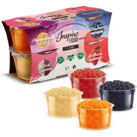 The Inspire Food Company Inspire Food Company - Bubble tea - Bubble Tea Parels - Popping Boba Pearls - Popping Fruitparels - Aardbei, Passievrucht, Litchi, Blauwe Bes - 4 x 100 gram