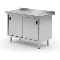 Hendi Wandwerktafel met kast – gelast – roestvast staal – 1000x600x850 mm – verstelbare poten