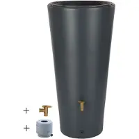 Graf regenton Vaso 220 L-Antraciet-met kraantje -met vulautomaat voor ronde regenpijp