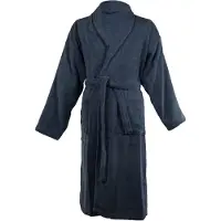 Tiseco - Badjas LINDU - katoen - badstof, met zakken - S/M, donkerblauw