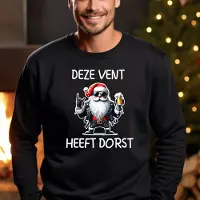 B&C Heren Sweater- Deze vent heeft dorst- Kersttrui- Zwart- maat XL- foute kersttrui.