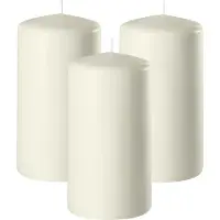 Enlightening Candles Cilinderkaars/stompkaars - 3x - ivoor wit - D6 x H15 cm - 58 branduren - Dikke kaarsen - Voor kandelaar of plateau