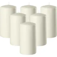 Enlightening Candles Cilinderkaars/stompkaars - 6x - ivoor wit - D8 x H12 cm - 45 branduren - Dikke kaarsen - Voor kandelaar of plateau
