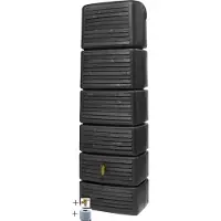 Graf regenton Slim Wood decor 350 L- bruin-met kraantje -met vulautomaat voor ronde regenpijp
