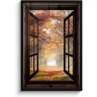 PosterMonkey Poster in lijst - Fotolijst 60x90 cm - Posters - Herfst - Bos - Bomen - Natuur - Doorkijk - Posterlijst zwart - Decoratie - Wanddecoratie woonkamer - Muurdecoratie slaapkamer