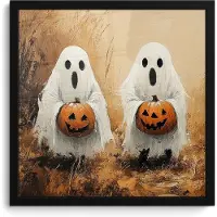 PosterMonkey Poster in lijst - Fotolijst 40x40 cm - Posters - Halloween - Pompoen - Spook - Herfst - Posterlijst zwart - Decoratie - Wanddecoratie woonkamer - Muurdecoratie slaapkamer