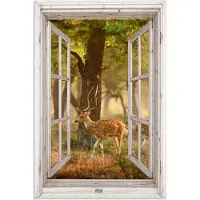 PosterMonkey Poster 120x180 cm - Herten - Bos - Herfst - Bosdieren - Natuur - Hert - Doorkijk - Posters - Kamer decoratie - Wanddecoratie woonkamer - Muurdecoratie slaapkamer XXL