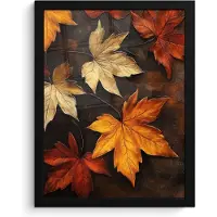 PosterMonkey Poster in lijst - Fotolijst 30x40 cm - Posters - Herfstbladeren - Bruin - Oranje bladeren - Herfst rood - Posterlijst zwart - Decoratie - Wanddecoratie woonkamer - Muurdecoratie slaapkamer