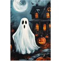 PosterMonkey Poster 60x90 cm - Halloween - Spookhuis - Pompoen - Spook - Posters - Kamer decoratie - Wanddecoratie woonkamer - Muurdecoratie slaapkamer