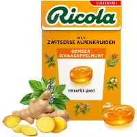 Ricola 20x Gember Sinaasappelmunt Suikervrij Doosje 50 gr