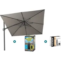 Platinum Challenger zweefparasol T2 - 3x3 m. - Manhattan Grey - met ingraafvoet en hoes