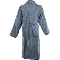 Tiseco - Badjas LINDU - katoen - badstof, met zakken - L/XL, blauw