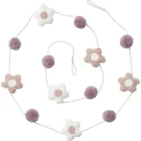 Vertbaudet Slinger met bloemen en pompons roze, bedrukt