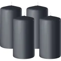 Enlightening Candles Cilinderkaars/stompkaars - 4x - antraciet - D6 x H8 cm - 27 branduren - Dikke kaarsen - Voor kandelaar of plateau