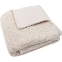 Jollein - Deken Ledikant 100x150cm - Dekentje Baby - Check Knit Oatmeal/Teddy Fleece