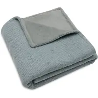 Jollein - Deken Wieg 75x100cm - Wiegdeken, Wiegdekentje, Dekentje Baby - Cosy Knit Sea Green/Velvet