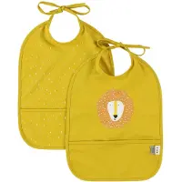 Trixie Afwasbaar slabbetje 2-pack Mr. Lion - Slab voor kinderen - 100% Recycled Polyester - Eenvoudig schoon - Geel