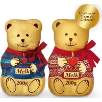 Lindt TEDDY Rood/Blauw Sweater melkchocolade 200 gram - Kerstcadeau - Kerstchocolade
