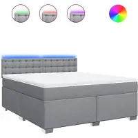 vidaXL Boxspringbed met matras, lichtgrijs, 180x200 cm, gestoffeerd