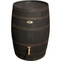 Barrelatelier Regenton 190l. "Black Edition", gat regenpijp, messing logo en kraan, zwart gebeitst