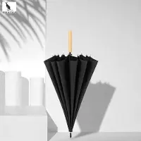 San vitale - Paraplu met Houten Handvat - Ø 105 cm - Paraplu opvouwbaar - Paraplu's - Zwart
