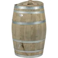 Barrelatelier Regenton nieuw "Grey" 150 l. incl. kraan, los deksel, handvat en gat aan de achterzijde voor de vulautomaat / Houten Regenton / Grijs