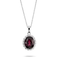 Orphelia KD-2037 - Collier - Goud 18 kt - Diamant 0.14 ct / Rhodoliet Granaat 2.65 ct - 42 cm