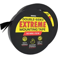 MMOBIEL 50mm Dubbelzijdige Sterke Zelfklevende Montage Tape [2 Pack] voor Binnen Montage, Decoratie, DIY Ambachten, Thuis, Kantoor, Tapijtreparatie, LED-Stripverlichting - 10m Rol