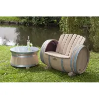 Barrelatelier Wijnvat Loungeset "Ruby / Merlot" 225l., 2 x Stoel & 1 x Tafeltje (merlot), geborsteld, geschuurd