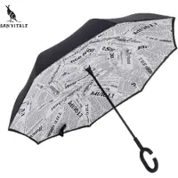 San vitale - Unieke reversible Windproof Paraplu - Paraplu opvouwbaar - Paraplu's - Krant Wit
