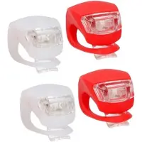 Lifetime 2x LED fietsverlichting set voor en achter - rood/wit - siliconen