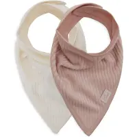 Jollein - Slab Bandana - Katoen - Slabbetjes Baby - 2 Stuks - Velvet Rib Wild Rose/Ivory - 2 Stuks