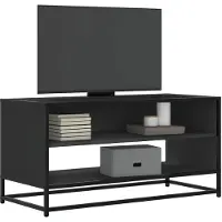 vidaXL Tv-meubel 91x40x46 cm bewerkt hout en metaal zwart