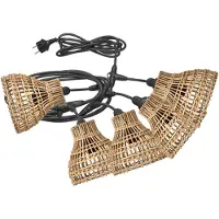 PR Home Sarah lichtketting 5-lamps rotan, zwart, Kunststof