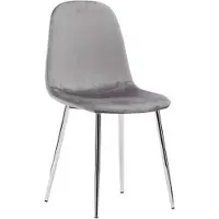 Ebuy24 Eva eetkamerstoel velours lichtgrijs.