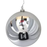 Gerimport Grote decoratie kerstbal - zilver - 20 cm - kunststof - Kerstbal