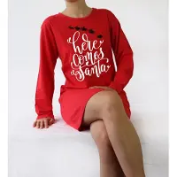 Temptation Dames Nachthemd - 100% Katoen - Kerst - Rood - Maat XL