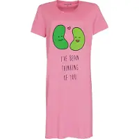 Temptation Dames Nachthemd - Satijnen Biesje - Bigshirt - Roze - Maat L