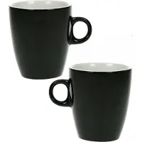 COSY&TRENDY Cosy & Trendy Koffiekopjes/bekers - Set van 18x stuks - zwart - 190 ml - Keramiek - glans finish