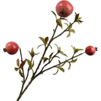 Silk-ka Kunstbloem-Zijden Bloem Granaatappel Tak Rood-Oranje 68 cm Per 2 Stuks